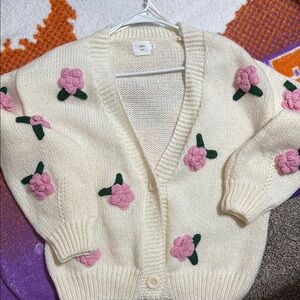 Floral Embroidered Cream Cardigan